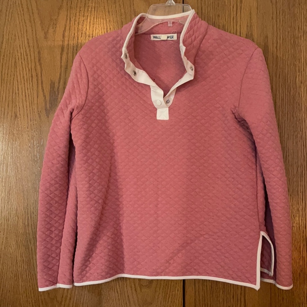 Quilted rose and cream pull over sweatshirt